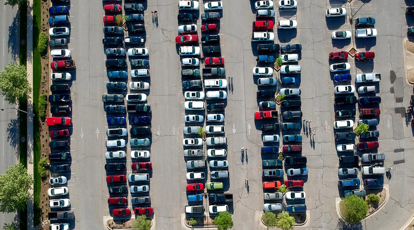 Cars parked neatly in car park