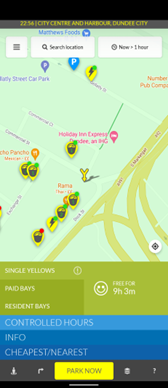 EV charging as seen in AppyParking